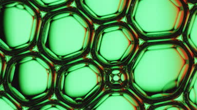 Bubble octagons on green and red background