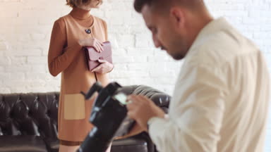 Backstage of professional fashion photo session