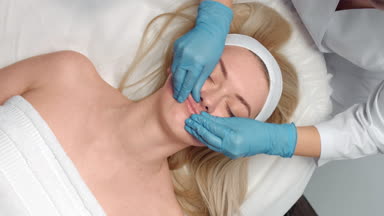Funny girl on a beauty massage session