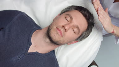 Time lapse of Cosmetology facial massage procedure Male patient
