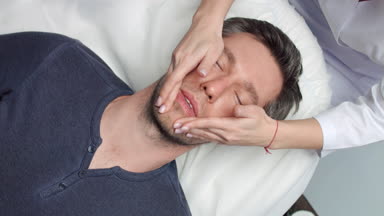 Funny beauty massage male client