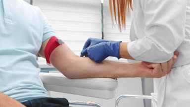 Drawing blood for platelet-rich plasma therapy.
