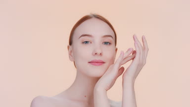 Young ginger woman for skincare and beauty product commercial