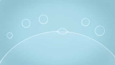 Small transparent bubbles join to big one sliding on its surface