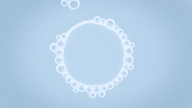 Bubble cluster connects to big white bubble with small ones