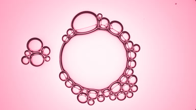 Big clear bubble joined with small ones attracts bubble cluster