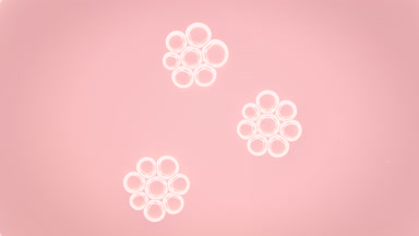 White bubble clusters slowly get close and join each other