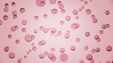 Pink transparent different sized circles move spontaneously