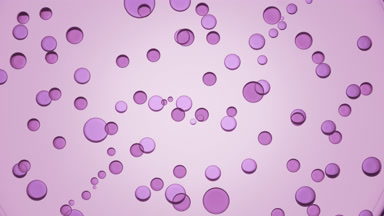 Violet clear different sized balls move spontaneously