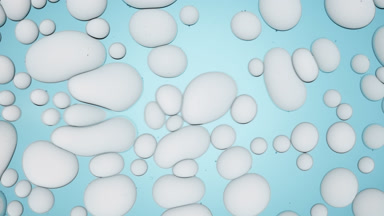 Light grey different sized bubbles move in circles