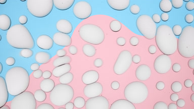 Light grey different sized molecules moving in circles stop