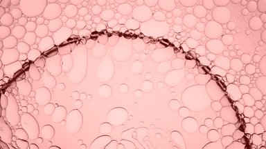 Clear bubble moves along smaller ones moving them and explodes