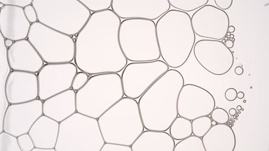 Liquid flows between different sized transparent bubbles
