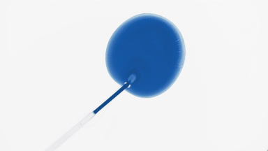 Chemical dropper inject blue liquid into transparent one