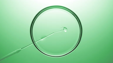 Chemical dropper injects oil into clear liquid in Petri dish