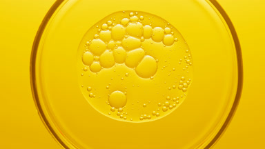 Gel with different sized bubbles spread out in Petri dish