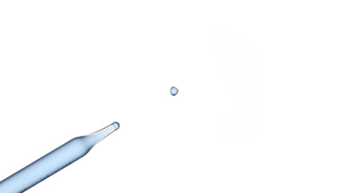 Blue drop is dripping from chemical dropper