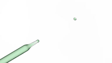 Green drop is dripping from chemical dropper