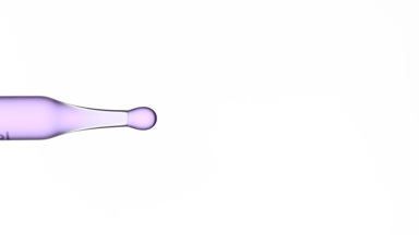 Violet drops are dripping from graduated lab dropper