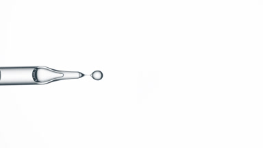 Hyaluronic acid is dripping from chemical dropper