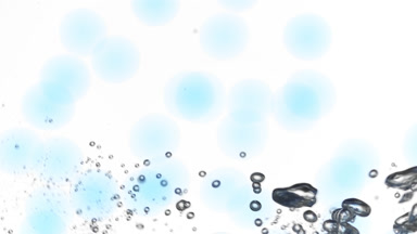 Tiny grey bubbles of hyaluronic acid are moving spontaneously