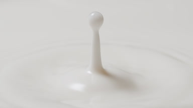 Milk drop is falling on milk surface creating concentric circles