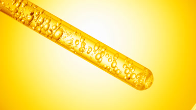 Ascorbic acid is injected in test tube creating bubbles