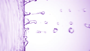 Purple liquid flows from liquid surface on purple background