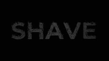 Shave word blown off the wet glass on black background