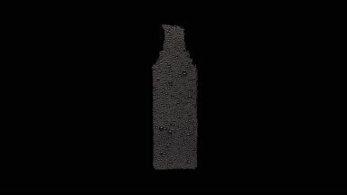 Serum bottle shape print blown off the wet glass on black bg