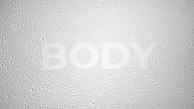Body text blown off the wet glass on grey background