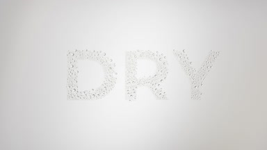 Dry word blown off the wet glass on grey background