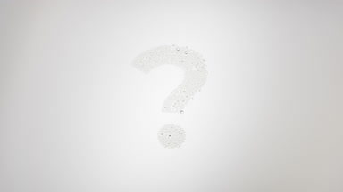 Question mark blown off the wet glass on grey background