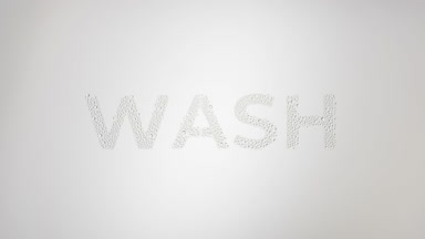 Wash inscription blown off the wet glass on grey background