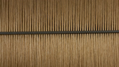 Black plastic comb combing honey brown hair