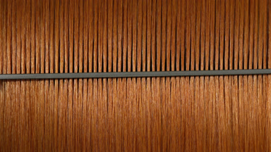 Black plastic comb combing ginger hair