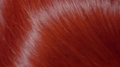 Shiny red dyed hair being shake making waves slow motion