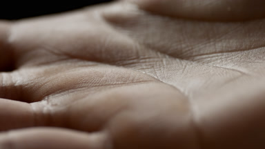 Macro shot of palm of African American female model