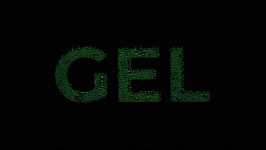 Green gel writing blown off the wet glass on black background