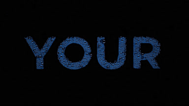Blue your writing blown off the wet glass on black background