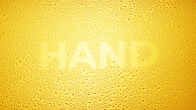 Hand inscription blown off the wet glass on yellow background