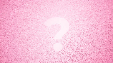 Question mark blown off the wet glass on pink background