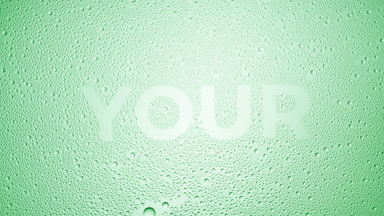 Your word blown off the wet glass on green background