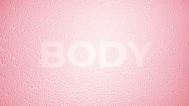 Body text blown off the wet glass on pink background