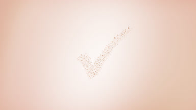 Checkmark blown off the wet glass on beige background