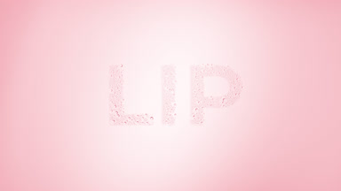 Lip word blown off the wet glass on pink background
