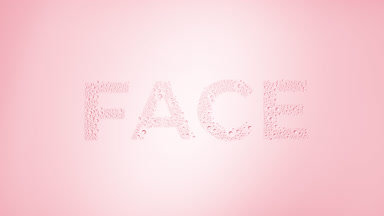 Face text blown off the wet glass on pink background