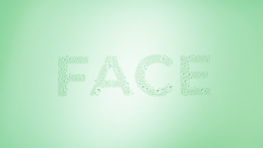 Face text blown off the wet glass on green background