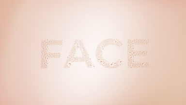 Face text blown off the wet glass on beige background