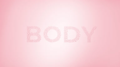 Body writing blown off the wet glass on pink background
